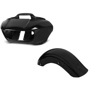 Set: Frontverkleidung Innen-Aussen für Harley Road Glide, Special, Ultra 15-20 schwarz Craftride + Heckfender II für Harley Road Glide Special 15-21 Kotflügel hinten Craftride schwarz_1