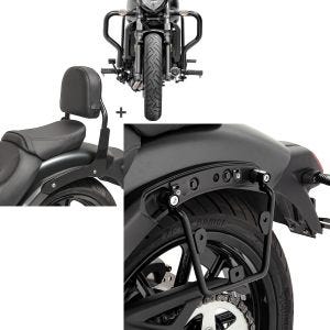 Set: Sissybar Set für Kawasaki Vulcan S / Café 15-21 mit Sturzbügel Craftride  RH11-5 + Satteltaschenhalter für Kawasaki Vulcan S / Café 15-20 links Satteltaschen Abstandshalter Craftride_1