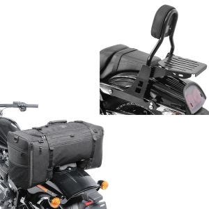 Set: Sissybar Harley Davidson Dyna Fat Bob 10-17 Craftride Fast Driver-M inkl. Gepäckträger schwarz + Hecktasche für Harley Dyna Fat Bob SQ1 Craftride 52l schwarz_1