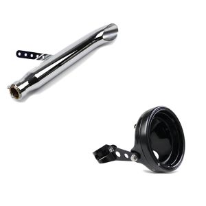 Set: Craftride Endschalldämpfer Suzuki LS 650 Savage Caferacer Turn Out chrom + LED Scheinwerfer-Gehäuse MG 7" für Suzuki LS 650 Savage / SV 1000 / 650 schwarz Craftride_1