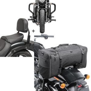 Set: Sissybar Set für Kawasaki Vulcan S / Café 15-21 mit Sturzbügel Craftride  RH11-5 + Hecktasche für Kawasaki Vulcan S / Café SQ1 Craftride 52l schwarz_1