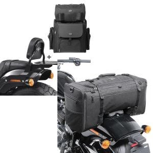 Set: Sissy Bar CSS Fix + Hecktasche XL für Harley Fat Bob / 114 18-21 mit Gepäckträger schwarz Craftride + Hecktasche für Harley Softail Fat Bob / 114 SQ1 Craftride 52l schwarz_1