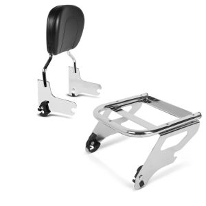 Set: Sissybar Harley Touring Modelle 1997-2008 Craftride Fast Driver-M chrom + Gepäckträger TP Doppelsitz für Harley Davidson Touring Modelle 97-08 chrom Craftride_1