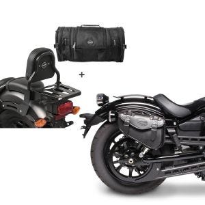 Set: Sissybar XS3 + Hecktasche RB1 für Kawasaki Vulcan S / Café 15-20 mit Gepäckträger Craftride + Satteltasche Kawasaki Vulcan S / Café Craftride Arizona 3Ltr rechts in schwarz_1