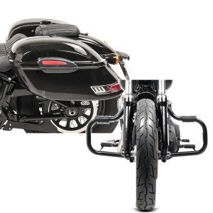 Set: Seitenkoffer Set Harley Dyna Fat Bob Craftride Delaware 33Ltr schwarz + Sturzbügel für Harley Davidson Dyna Fat Bob 08-17 Craftride Mustache schwarz_1