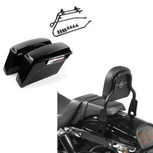Set: Seitenkoffer Set für Harley Dyna Fat Bob 08-17 DY1 Craftride + Sissy Bar CSS Fix für Harley Dyna Fat Bob 10-17 schwarz Craftride_1
