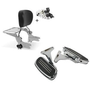 Set: Sissy Bar + Gepäckträger + Docking-Kit für Harley Street Glide 06-08 chrom Craftride + Beifahrer Trittbretter + Halter CF2S für Harley Street Glide 06-21 Craftride_1
