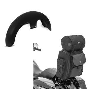 Set: Front-Fender 21" Wrap für Harley Street Glide/ Special unlackiert Craftride + Sissybar Tasche für Harley Street Glide / Special Hecktasche Craftride SXL mit Gepäckrolle_1