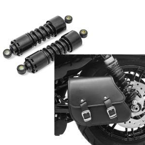 Set: Stoßdämpfer 11 Zoll Harley Sportster Forty-Eight 48 Federbeine von Craftride schwarz + Schwingentasche + Halter für Harley Sportster Forty-Eight 48 10-20 Craftride_1