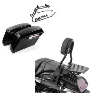 Set: Seitenkoffer Set für Harley Dyna Fat Bob 08-17 DY1 Craftride + Sissybar Harley Davidson Dyna Fat Bob 10-17 Craftride Fast Driver-M inkl. Gepäckträger schwarz_1