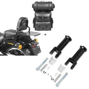 Set: Sissybar + Hecktasche LX für Harley Softail Low Rider / S 18-21 abnehmbar mit Gepäckträger Craftride CSS + Sozius Fussrasten-Halter für Harley Davidson Softail 18-21 Craftride schwarz_1