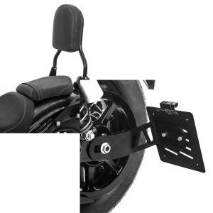 Set: Sissybar Yamaha XV 950 / R 14-20 Craftride Fast Driver-M schwarz + Seitlicher Kennzeichenhalter für Yamaha XV 950 / R 14-20 Craftride schwarz_1