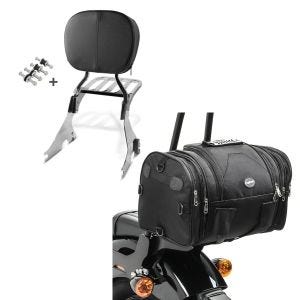 Set: Sissy Bar mit Gepäckträger und Docking Kit für Harley Davidson Sportster 883 04-10 chrom Craftride + Hecktasche für Harley Sportster 883 / Custom Gepäckrolle Craftride RB1 24-30Ltr_1