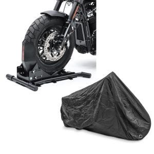 Set: Radwippe für Harley Street Glide / Special Constands Easy Plus Vario einstellbar schwarz + Abdeckplane Harley Street Glide / Special Craftride XXXL schwarz_1