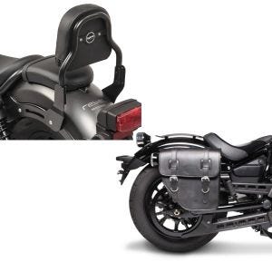Set: Sissy Bar XS3 für Honda Rebel 500 17-21 schwarz Craftride + Satteltasche Honda Rebel 500 Texas Craftride 10Ltr rechts in schwarz_1