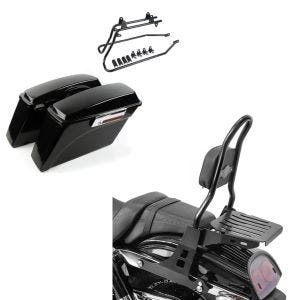 Set: Seitenkoffer Set für Harley Dyna Fat Bob 08-17 DY1 Craftride + Sissybar Harley Davidson Dyna Fat Bob 10-17 Craftride Fast Rider-M inkl. Gepäckträger schwarz_1