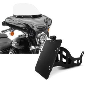 Set: Batwing Verkleidung für Yamaha XV 1100 Virago Craftride mit Windschild schwarz + Seitlicher Kennzeichenhalter für Yamaha XV 535/ 1100 Virago Craftride schwarz_1