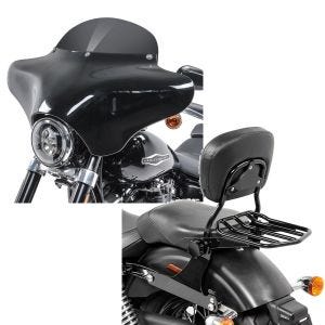 Set: Batwing Verkleidung BD8 für Harley Davidson Dyna Switchback / Wide Glide Craftride + Sissybar Harley Dyna Wide Glide 06-17 Craftride Fast Driver-M Flex inkl. Gepäckträger schwarz_1