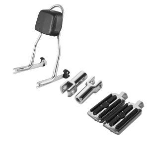 Set: Sissybar Harley Softail Deluxe 05-17 Craftride Fast Rider-XS chrom + Sozius Fussrasten Set mit Halter für Harley Softail Deluxe 05-17 CR1 chrom Craftride_1
