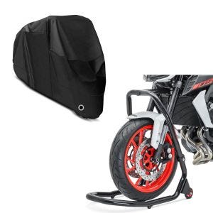 Set: Montageständer passend für Honda CBR 1000 RR Fireblade 08-16 Lenkkopfständer V4 ConStands schwarz + Abdeckplane passend für Honda CBR 1000 RR Fireblade / SP / 2  Integra Craftride XL in schwarz