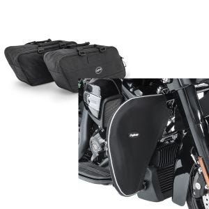 Set: Koffer Innentaschen für Harley Heritage Softail Classic / 114 BG1 Craftride Paar + Sturzbügel Spritzschutz für Harley Davidson Heritage Softail Classic 88-17 Beinwärmer Craftride BT2_1