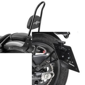Set: Sissybar für Honda Rebel 500 17-21 Craftride Fast Rider-L schwarz + Kennzeichenhalter seitlich L für Honda Rebel 500 17-21 schwarz Craftride_1