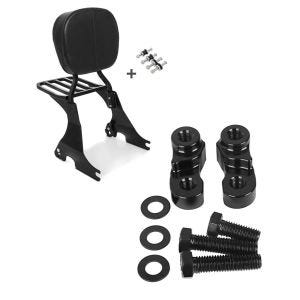 Set: Sissybar für Harley Davidson Sportster Forty-Eight 48 10-20 Craftride inkl. Gepäckträger und Docking Kit schwarz + Tieferlegungskit 1" Alu für Harley Sportster Forty-Eight 48 10-20 Tieferlegung Craftride_1