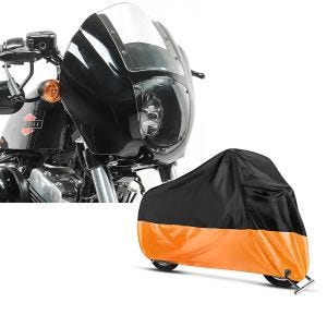 Set: Lampenmaske für Harley Sportster 1200 Custom / Iron Lichtmaske Craftride Q1 klar + Abdeckplane Harley Sportster 1200 Custom / Nightster / Iron Craftride XL in schwarz-orange_1
