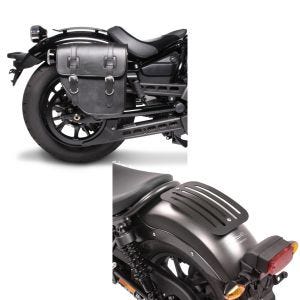 Set: Satteltasche Honda Rebel 500 Texas Craftride 10Ltr rechts in schwarz + Gepäckträger für Honda Rebel 500 17-20 Solo Rack L1 Gepäckbrücke Craftride_1