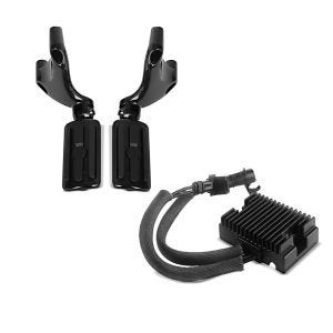 Set: Sozius Fussrasten Set mit Halter für Harley Sportster 1200 Nightster 08-12 BL1 Craftride + Spannungsregler für Harley-Davidson Sportster 1200 Nightster 09-12 Gleichrichter Laderegler Craftride_1