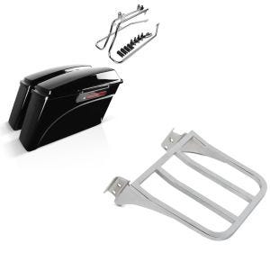 Set: Set mit Seitenkoffer und Kofferträger CR für Harley Fat Boy 90-17 LB Craftride + Gepäckträger für Harley Fat Boy 90-05 chrom Craftride_1