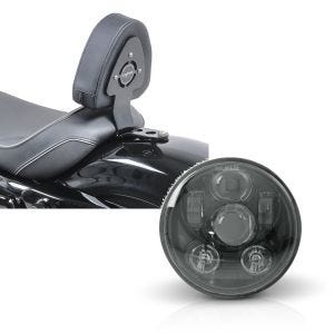Set: Fahrer Sissybar für Harley Sportster Forty-Eight 48 10-20 Fahrer Rückenlehne Craftride + Hauptscheinwerfer LED 5,75 Zoll für Harley Sportster Forty-Eight 48 10-20 schwarz von Craftride_1