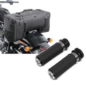 Set: Hecktasche für Harley Softail Fat Bob / 114 SQ1 Craftride 52l schwarz + Lenker-Griffe 1" Zoll Craftride HG2 CNC Alu für Harley-Davidson Softail Fat Bob / 114 18-21 Elektronischer Gasgriff_1