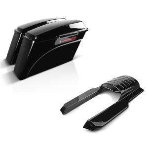 Set: Seitenkoffer für Harley Davidson Road King Classic (FLHRC/I) 98-13 Black Latch Craftride + Kotflügelverlängerung hinten für Harley Road King Classic 98-08 Craftride_1