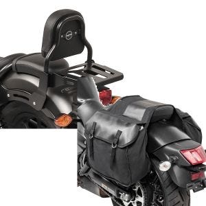 Set: Sissy Bar XS3 für Honda Rebel 500 17-21 mit Gepäckträger schwarz Craftride + Satteltaschen für Honda Rebel 500 Craftride SC3 je 18Ltr schwarz_1