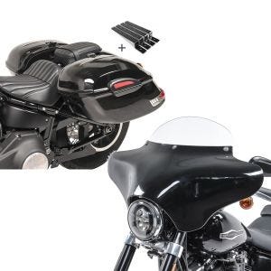 Set: Seitenkoffer Set Honda Shadow VT 750 Spirit Craftride Delaware 33Ltr inkl Haltesatz schwarz + Batwing Verkleidung BW8 für Honda Shadow VT 750 C / Spirit Craftride_1