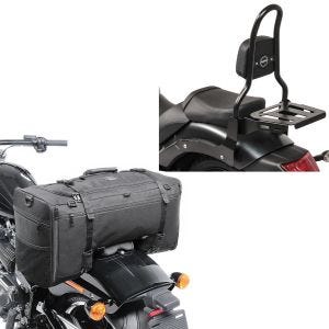 Set: Sissy Bar M3 für Kawasaki Vulcan S / Café 15-20 mit Gepäckträger schwarz Craftride + Hecktasche für Kawasaki Vulcan S / Café SQ1 Craftride 52l schwarz_1
