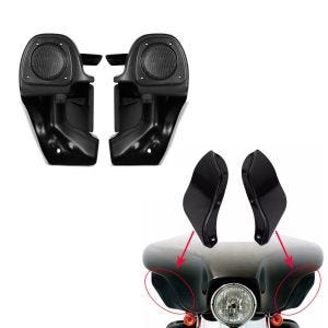 Set: Beinschild mit Lautsprecher II für Harley Electra Glide Standard 96-10 Craftride + Seitlicher Windabweiser für Harley-Davidson Touring 96-13 schwarz Craftride_1