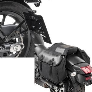 Set: Kennzeichenhalter seitlich L für Honda Rebel 500 17-21 schwarz Craftride + Satteltaschen für Honda Rebel 500 Craftride SC3 je 18Ltr schwarz_1