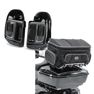 Set: Beinschild für Harley Davidson Touring 14-21 Craftride belüftet schwarz + Hecktasche für Harley Davidson CVO Limited Topcase Tasche Craftride TT1 73Ltr_1