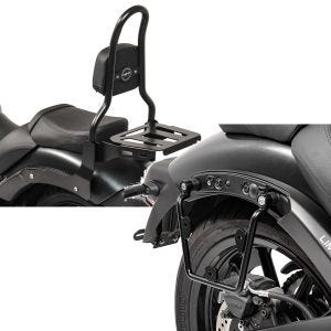 Set: Sissy Bar M3 für Kawasaki Vulcan S / Café 15-20 mit Gepäckträger schwarz Craftride + Satteltaschenhalter für Kawasaki Vulcan S / Café 15-20 rechts Satteltaschen Abstandshalter Craftride_1