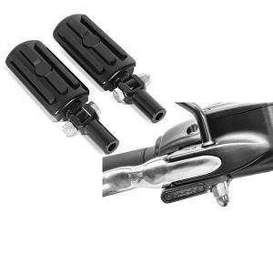 Set: Sozius Fussrasten Set mit Halter für Harley Fat Boy 00-17 BL1 schwarz Craftride + LED Lenkerblinker für Harley Davidson Breakout / Fat Boy / 114 Lumitecs Blinker M2 getönt_1
