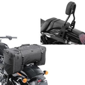 Set: Sissybar Harley Davidson Dyna Fat Bob 10-17 Craftride Fast Driver-M schwarz + Hecktasche für Harley Dyna Fat Bob SQ1 Craftride 52l schwarz_1