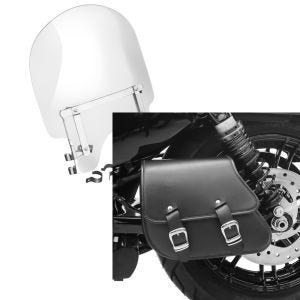 Set: Windschild für Harley-Davidson Sportster 1200 Custom 96-18 Craftride + Schwingentasche + Halter für Harley Sportster 1200 Custom 01-20 Craftride_1