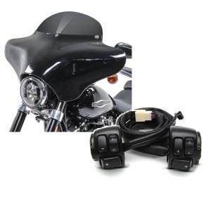 Set: Batwing Verkleidung BD8 für Harley Davidson Road King / Classic Craftride + Lenkerschalter für Harley Davidson Road King 96-13 Lenkerarmatur schwarz Craftride_1