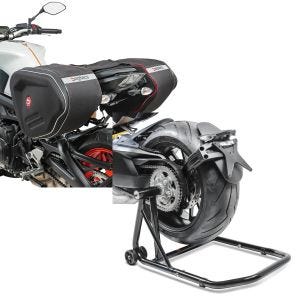 Set: Seitentaschen RF1 für Ducati Diavel / S + Einarmständer Ducati Diavel / S 11-20 Montageständer ConStands Single-Classic schwarz_1