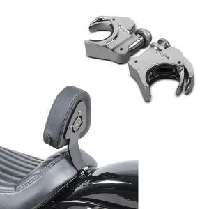 Set: Fahrer Sissybar für Harley Davidson Softail Street Bob 18-21 Fahrer Rückenlehne Craftride + Windschild Klammern 49mm für Harley-Davidson Softail Street Bob 18-21 Windschutzscheiben chrom Craftride_1