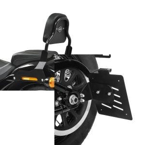 Set: Sissy Bar CSS Fix für Harley Breakout / 114 18-21 schwarz Craftride + Seitlicher Kennzeichenhalter für Harley Davidson Softail 18-21 Craftride schwarz_1