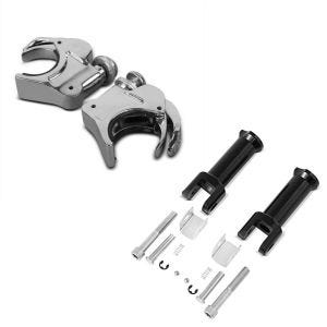 Set: Windschild Klammern 49mm für Harley-Davidson Softail Street Bob 18-21 Windschutzscheiben chrom Craftride + Sozius Fussrasten-Halter für Harley Davidson Softail Street Bob 18-21 Craftride schwarz_1
