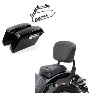 Set: Seitenkoffer Set für Harley Dyna Fat Bob 08-17 DY1 Craftride + Sissy Bar für Harley Fat Bob 10-17 schwarz CXS Craftride_1